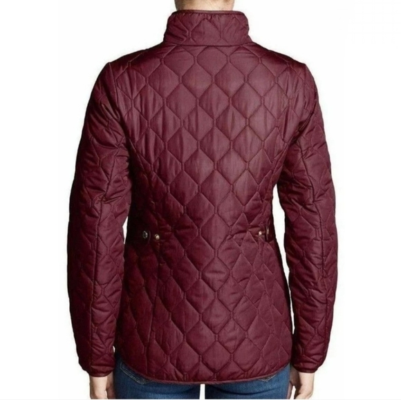 Eddie Bauer Women Medium Lightweight Burgundy Quilted Full Zip Field Jacket - Picture 3 of 16